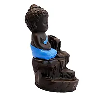 Jiyansh Creation Beautiful Handcraft Fengshui Monk Buddha Backflow Smoke Fountain for Home D?cor with 10 Incense Backflow Incense Cones Stick Holder Buddha items for Home-Dhoop-Fountain- Showpiece for Home D?cor-Small Gifts Items Blue, Size-12cm-thumb1