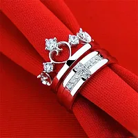 J JIYANSH CREATION Couple Crown Silver Ring for Girlfriend, Wife, Lovers Romantic Gift for Adjustable Couple Rings for Lovers Anniversary Engagement Promise Jewellery for Men and Women-thumb2