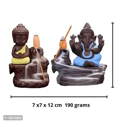 JIYANSH Creation Combo Pack of Blue Ganesha Idols and Yellow Meditating Monk Buddh Statue, Size - 12Cm, 250Gm-thumb5