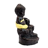 JIYANSH Creation Combo Pack of Blue Ganesha Idols and Yellow Meditating Monk Buddh Statue, Size - 12Cm, 250Gm-thumb2