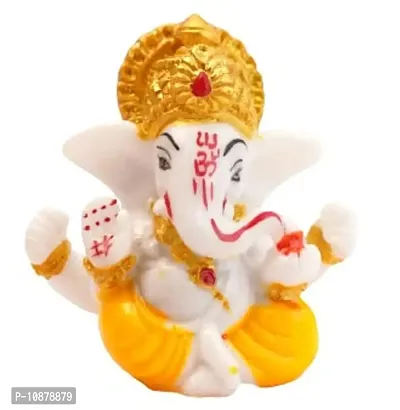 J JIYANSH CREATION Lord Ganesha for Car Dashboard, Ganpati Statue, Product Size - 7x3.5x7 cm - Yellow-thumb0