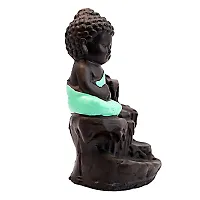 JIYANSH Creation Combo Pack of Blue Ganesha Idols and Green Meditating Monk Buddh Statue, Size - 12Cm, 250Gm-thumb4