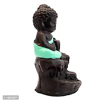 JIYANSH Creation Combo Pack of Blue Ganesha Idols and Green Meditating Monk Buddh Statue, Size - 12Cm, 250Gm-thumb5