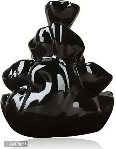 Jiyansh Creation Backflow Smoke Fountain Incense Holder Lord Ganesha Idols Statue Decorative Showpiece Items for Home with 10 Backflow Incense Sticks Cones -(11cm, Pagadi Ganesh)-thumb2