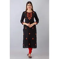 NISHABD Women's Rayon Straight Kurta (NS009BLACK-M_Black_M)-thumb1