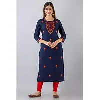 NISHABD Women's Rayon Straight Kurta (NS009BLUE-L_Blue_L)-thumb1