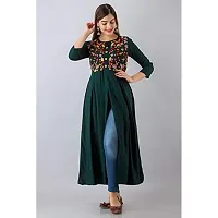 NISHABD Women's Rayon A-Line Kurta (NS010PETROLGREEN-S_Petrol Green_Small)-thumb1