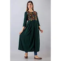 NISHABD Black Embroidered A-line Kurta for Women's-thumb2