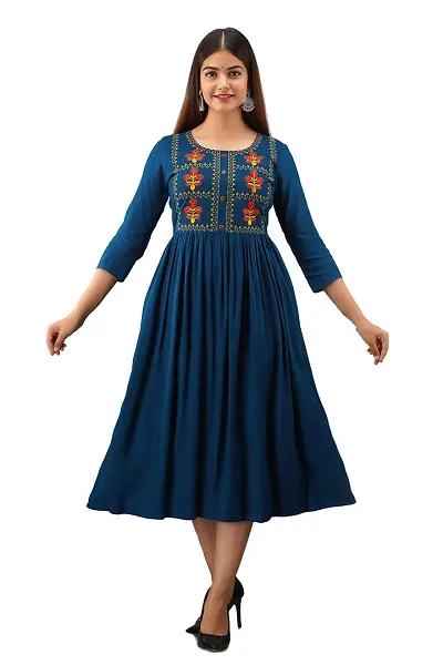 NISHABD Women's A-line Embroidered Kurta for Indian Beauty