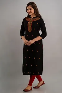 Nishabd Women Embroidered Straight 3/4 Sleeves V Nack Calf Length Kurta-thumb2