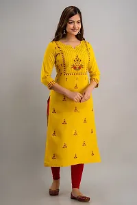 Nishabd Women Embroidered Straight 3/4 Sleeves Round Calf Length Kurta-thumb3