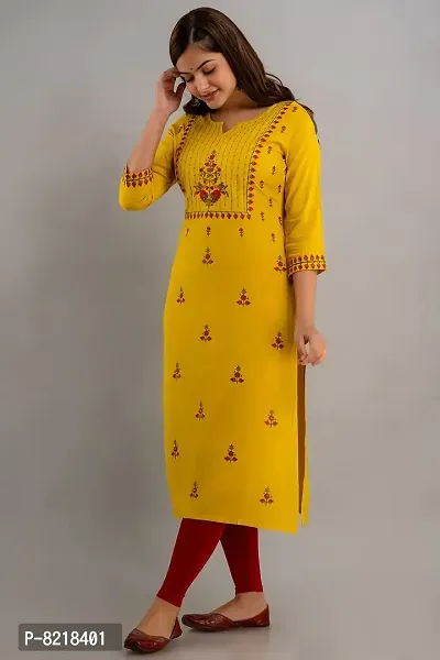 Nishabd Women Embroidered Straight 3/4 Sleeves Round Calf Length Kurta-thumb3