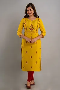 Nishabd Women Embroidered Straight 3/4 Sleeves Round Calf Length Kurta-thumb1