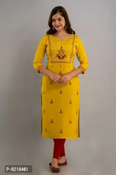 Nishabd Women Embroidered Straight 3/4 Sleeves Round Calf Length Kurta-thumb2