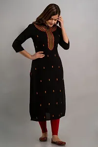 Nishabd Women Embroidered Straight 3/4 Sleeves V Nack Calf Length Kurta-thumb3