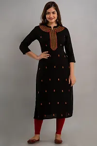 Nishabd Women Embroidered Straight 3/4 Sleeves V Nack Calf Length Kurta-thumb1