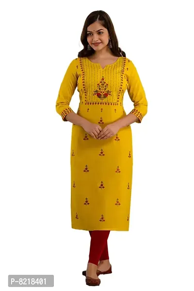 Nishabd Women Embroidered Straight 3/4 Sleeves Round Calf Length Kurta-thumb0