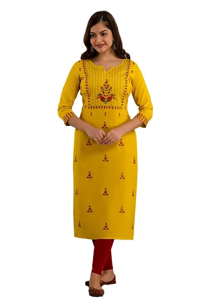 Nishabd Embroidery Straight 3/4 Sleeve Calf Length Kurta Kurti (BNPPT)