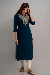 Nishabd Women Embroidered Straight Round 3/4 Sleeves Calf Length Kurta-thumb1