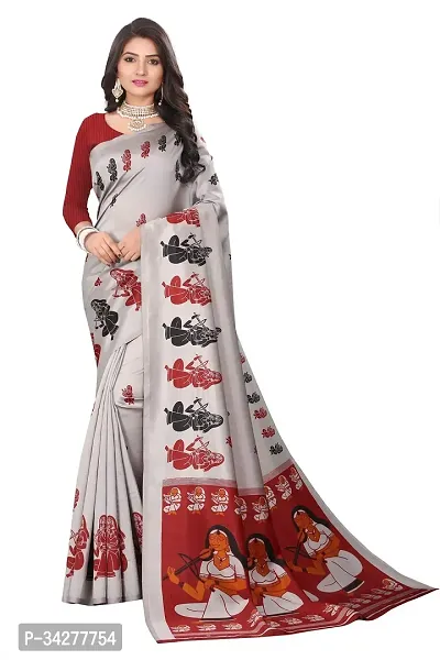 Stylish Grey Polycotton Saree Without Blouse Piece For Women-thumb0