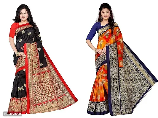 Stylish Polycotton Saree Without Blouse Piece For Women Pack Of 2