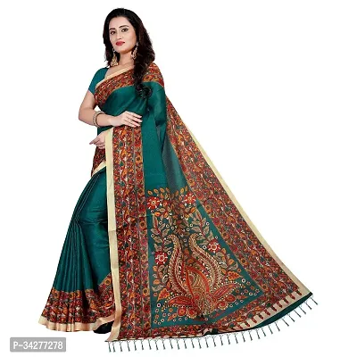 Stylish Green Polycotton Saree Without Blouse Piece For Women-thumb0