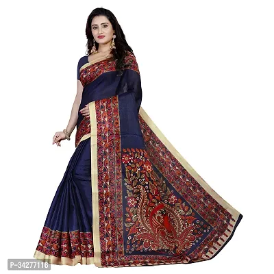 Stylish Navy Blue Polycotton Saree Without Blouse Piece For Women-thumb0