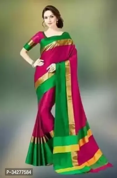 Stylish Maroon Polycotton Saree Without Blouse Piece For Women-thumb0