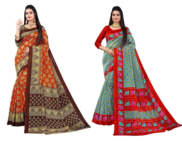 Stylish Polycotton Saree For Women Pack Of 2