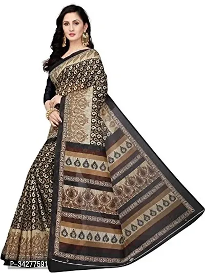 Stylish Black Polycotton Saree Without Blouse Piece For Women-thumb0