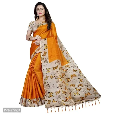 Stylish Yellow Polycotton Saree Without Blouse Piece For Women