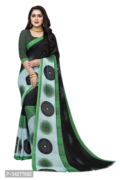 Stylish Black Polycotton Saree Without Blouse Piece For Women-thumb0