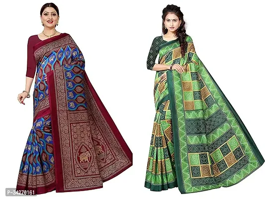 Stylish Polycotton Saree Without Blouse Piece For Women Pack Of 2