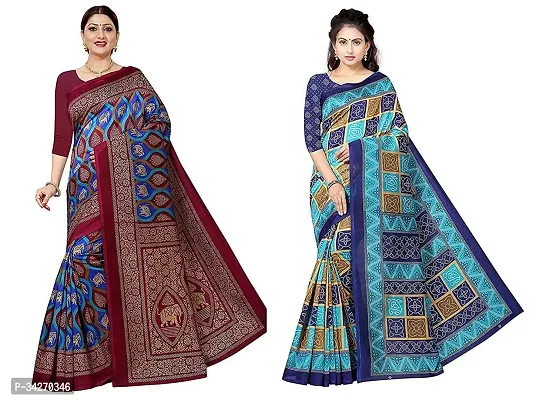 Stylish Polycotton Saree Without Blouse Piece For Women Pack Of 2-thumb0