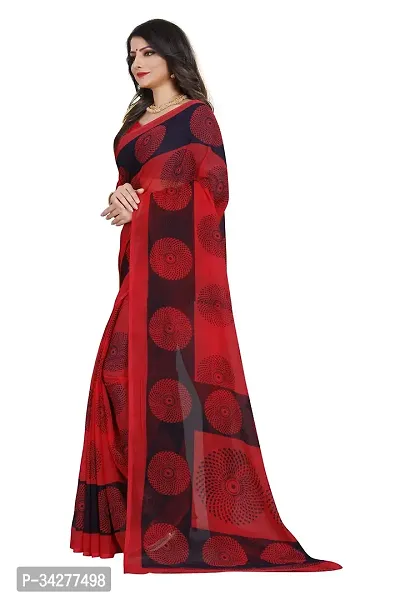 Stylish Red Polycotton Saree Without Blouse Piece For Women-thumb0