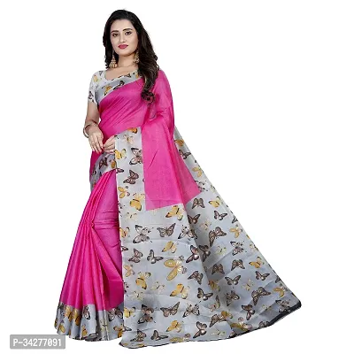 Stylish Pink Polycotton Saree Without Blouse Piece For Women-thumb0