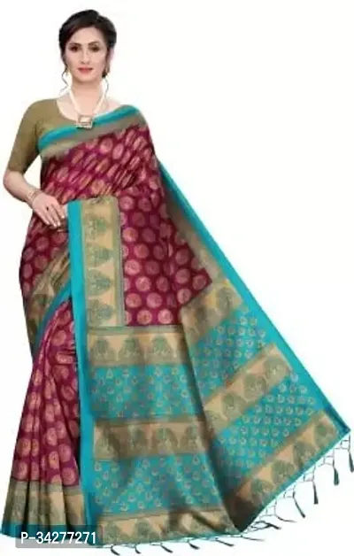 Stylish Maroon Polycotton Saree Without Blouse Piece For Women-thumb0