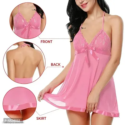 Nightwear  Baby Doll Dresses Pink With Panty-thumb0