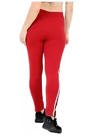 Trendy Girls  Women Gym  Sports Wear Jeggings Ankle Length Leggings - Workout Trousers - Stretchable Striped Jeggings - Yoga Track Pants Red Free Size(28 to 36)inch-thumb1