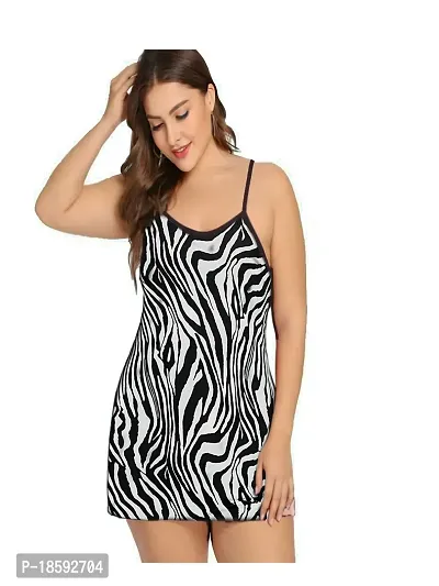 Women Lycra Babydoll for Honeymoon for Women| Sexy Night Dress Above Knee Baby Doll Night Dress Zebra