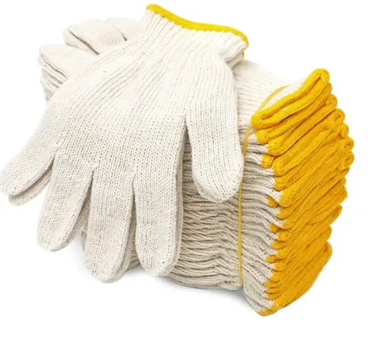 Cotton Knitted Hand Gloves Industrial,Garden  Construction use (10 Pair)