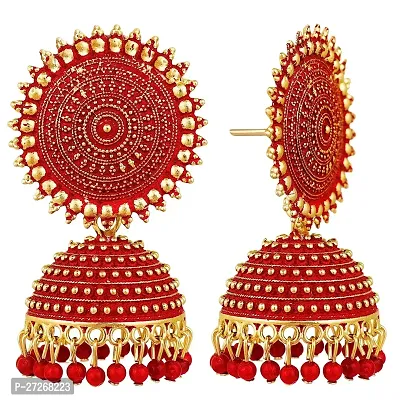 Stylish Red Alloy Jhumkas For Women-thumb4