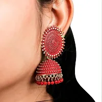 Stylish Red Alloy Jhumkas For Women-thumb2