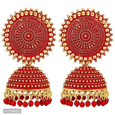 Stylish Red Alloy Jhumkas For Women-thumb0