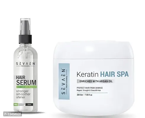 Sevaen Professional Hair Spa and Hair serum formula instantly smoothness out the hair surface, preventing frizz and keeps hair looking smooth and shine