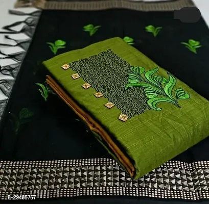 Elegant Cotton Embroidered Dress Material With Dupatta