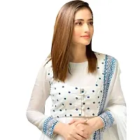 Women's A-Line Rayon Kurti (White with blue_Medium)-thumb1