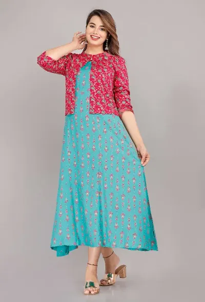 Classic Viscose Rayon Kurta with Jacket for Women