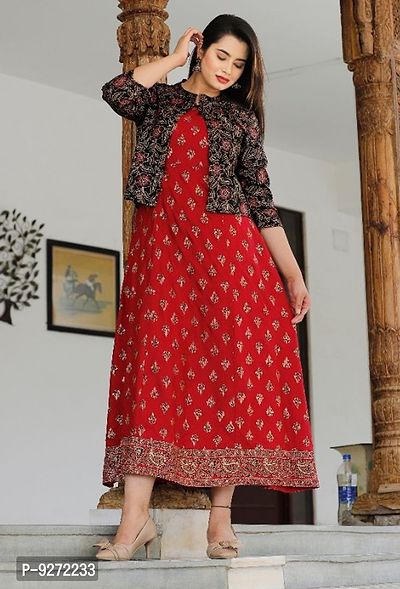 Women Ethnic Jacket and Kurta Set Viscose Rayon