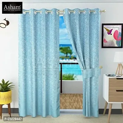 Polyester Eyelet Sky Blue Marble Texture Designer Curtain-thumb0